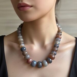 Botswana Agate Faceted Beaded Necklace